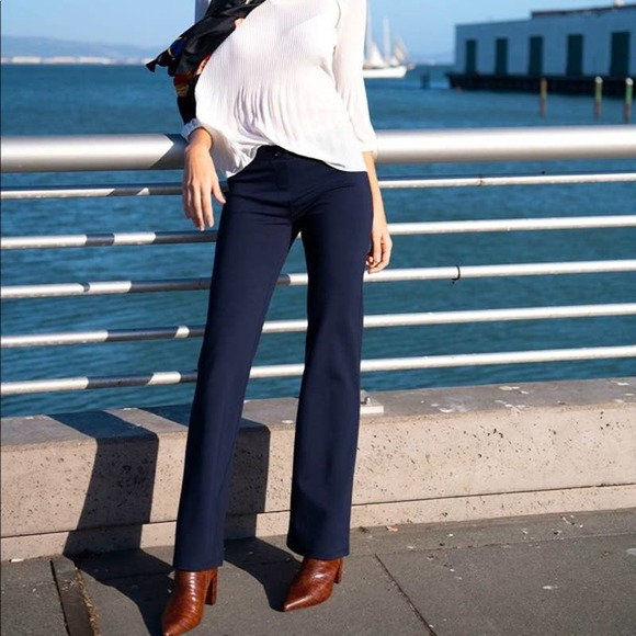 Betabrand Classic Dress Pant Yoga Pants Boot Cut Navy Blue Size‎ Medium Business - Picture 4 of 15